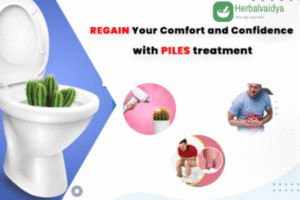 HerbalVaidya Piles Care is a 100% Ayurvedic formulation designed to provide natural relief from piles, fissures, and constipation-related discomfort. Enriched with time-tested herbs like Haritaki, Arshkuthar Ras, Neem, Triphala, and Nagkesar, it supports smooth bowel movement, reduces pain, swelling, and itching, and helps in long-term piles management without side effects.